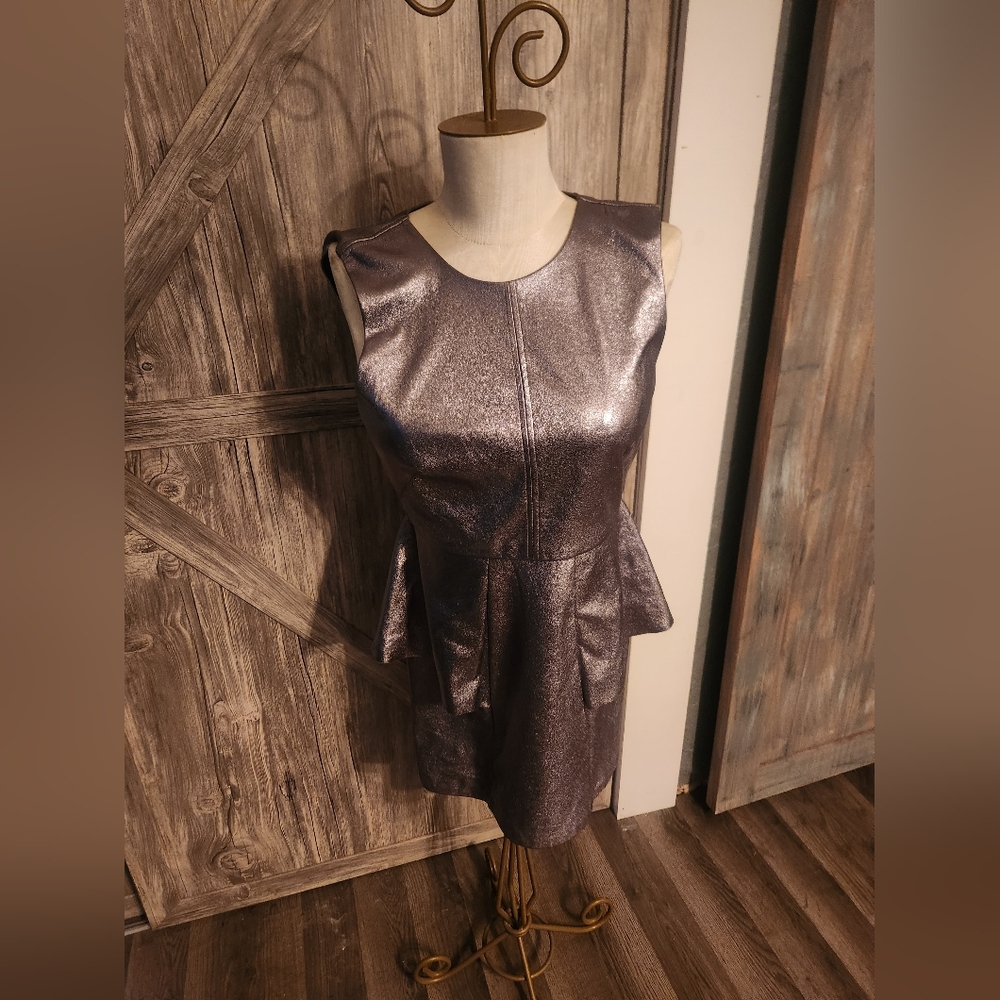 H&M Metallic Sleeveless Peplum Dress
